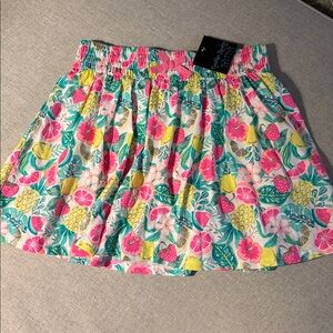 Cynthia Rowley Pink and Yellow Floral Mini Skirt size  L 10/12 NWT